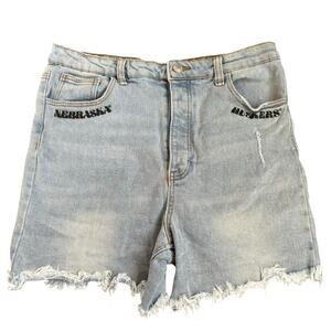 Legacy Collection Nebraska Huskers Patch Denim Shorts Size 29 Distressed